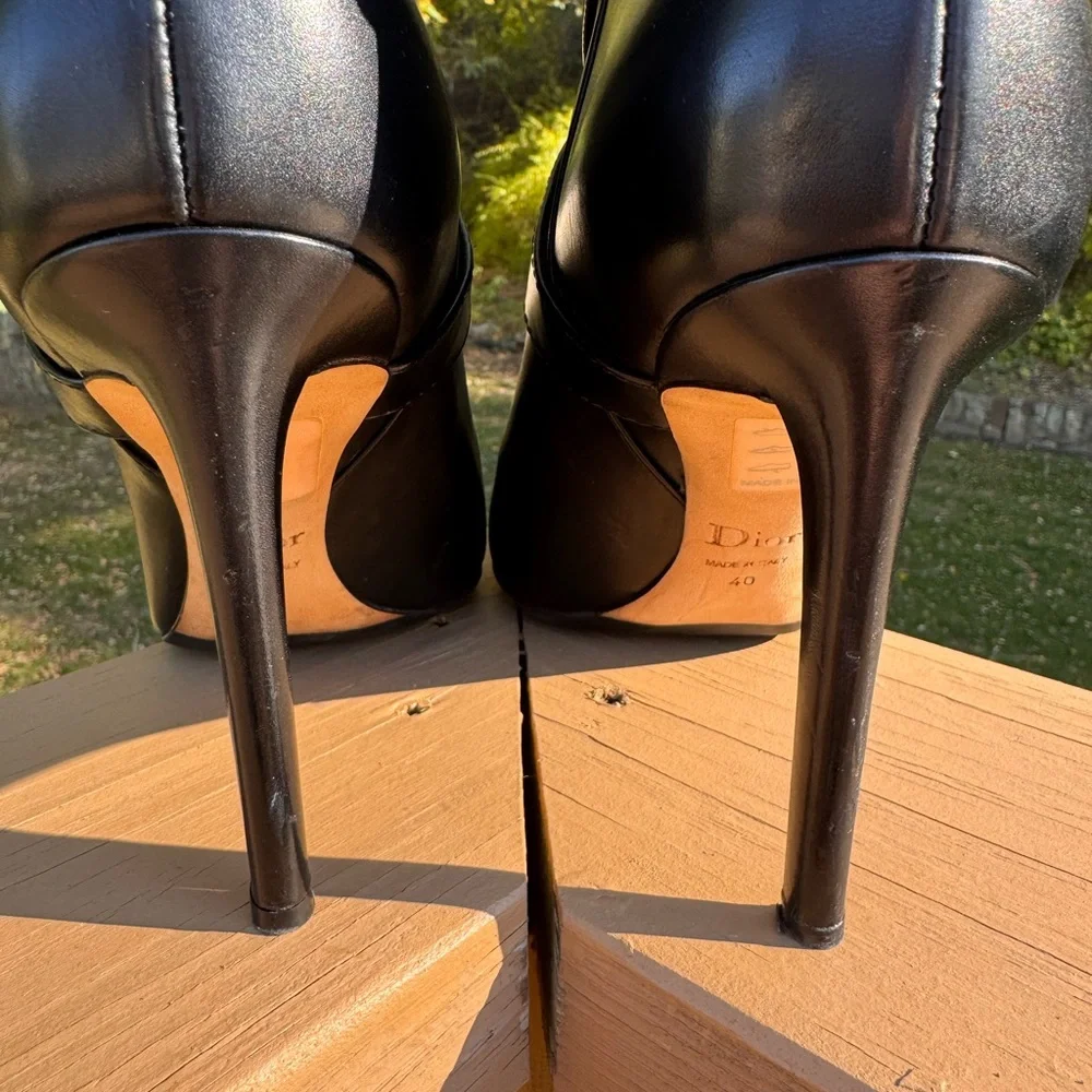 Christian Dior Black Ankle Leather Boots w Silver Buckle Size 40 - Picture 8 of 16